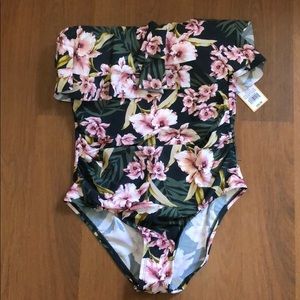 NWT Kona Sol Bandeau Floral Swimsuit . Size M